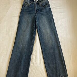 VERVET BY FLYING MONKEY Wide Leg Jeans in Dark/Medium Blue Wash